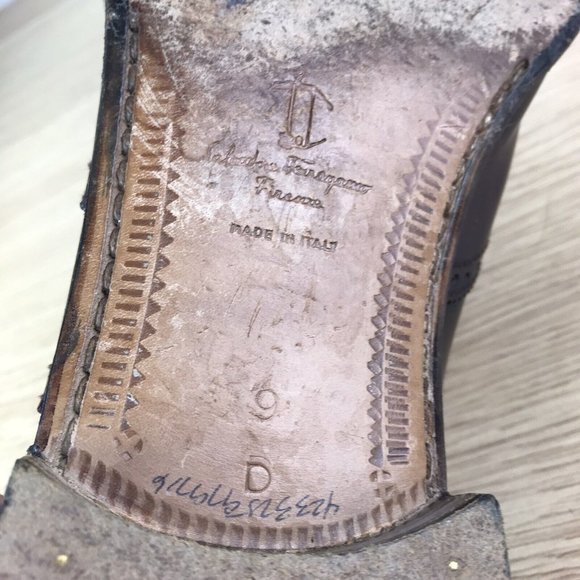 Salvatore Ferragamo Firenze Wingtip Oxford Shoes Red Brown Men’s Size 9 D - Picture 11 of 13